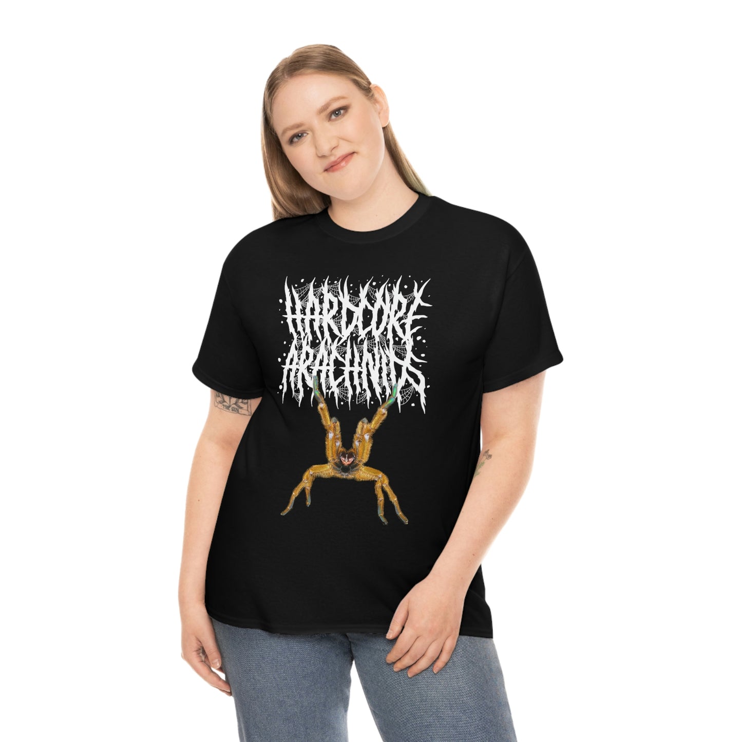 Hardcore Arachnids death metal logo/P. murinus Unisex Heavy Cotton Tee